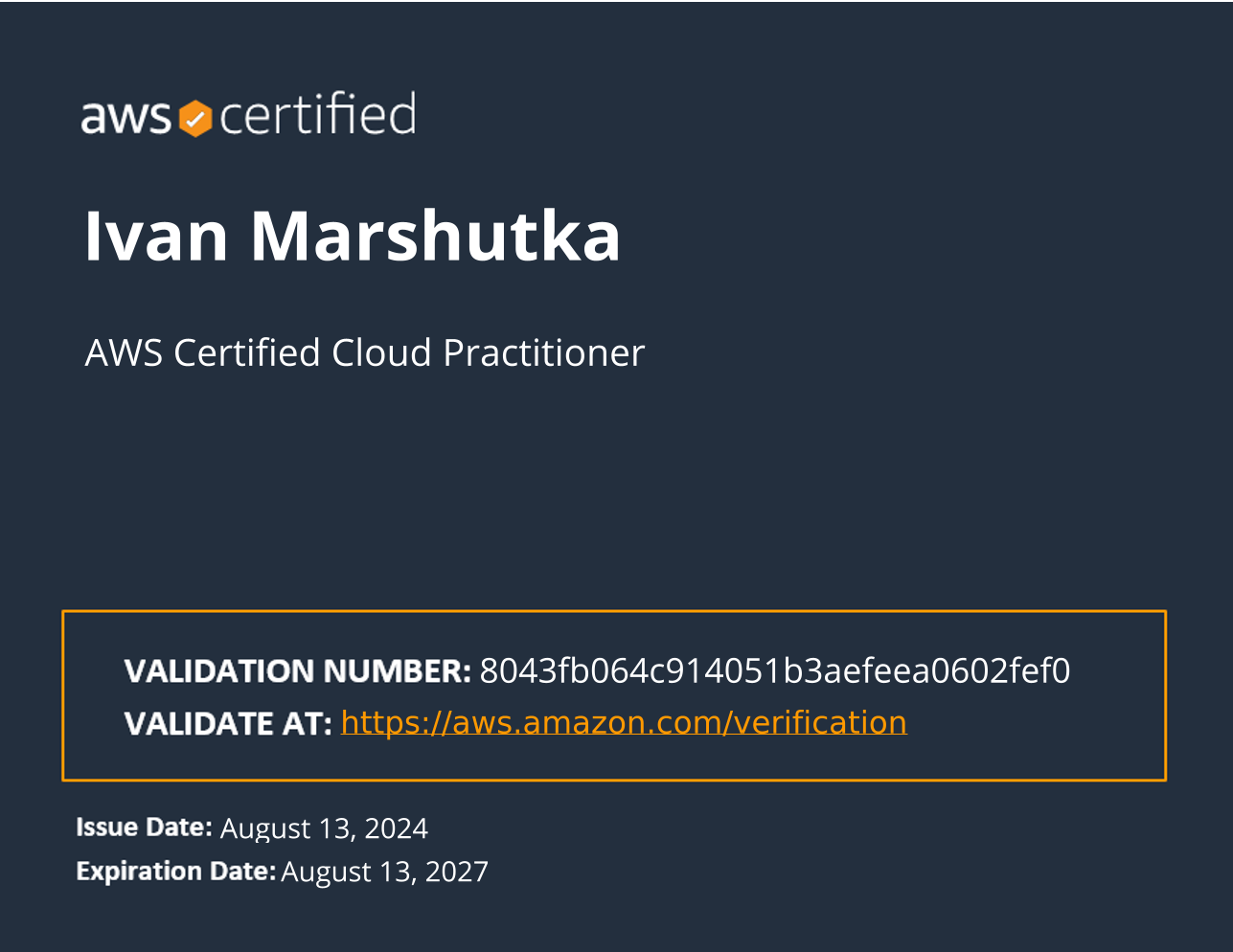 AWS Certified Cloud Practitioner certificate