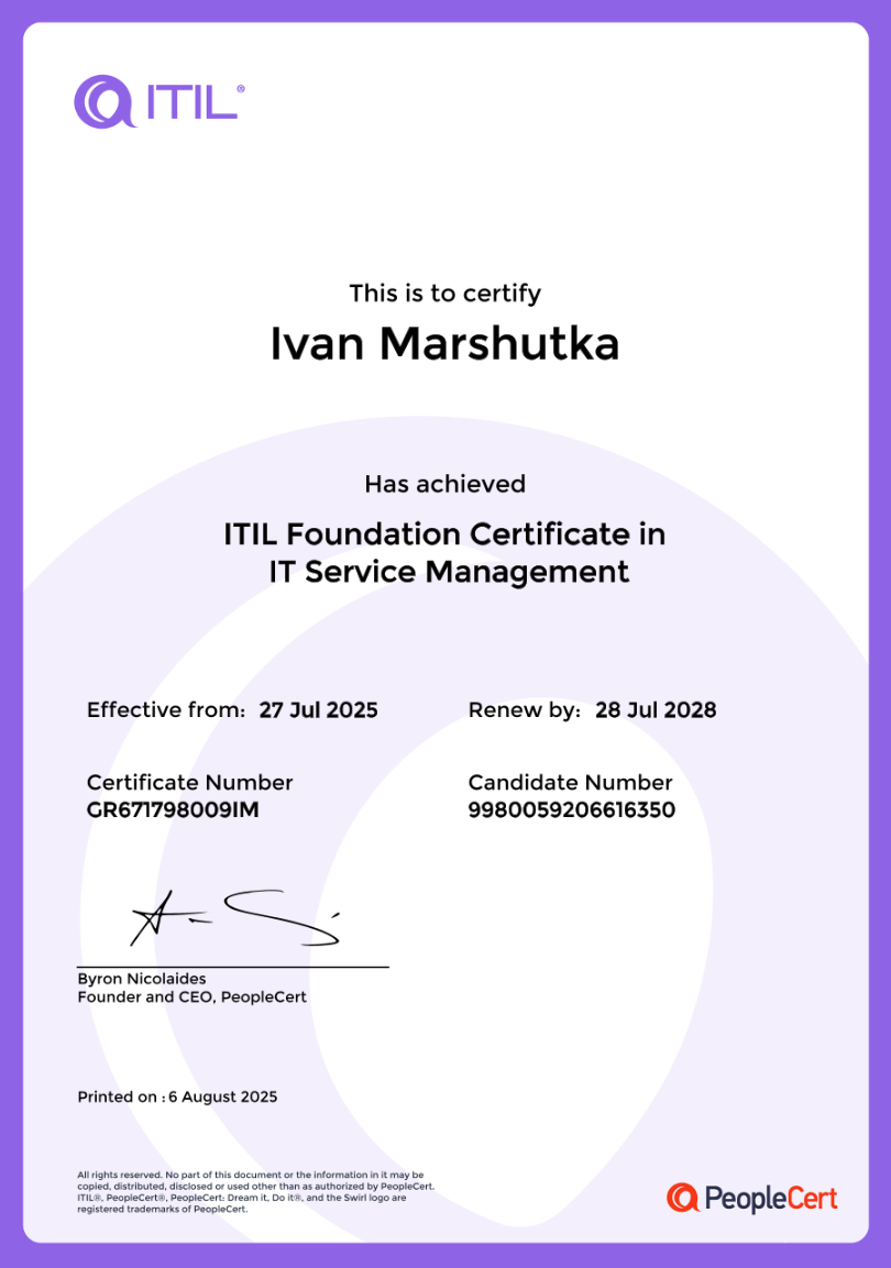 ITIL certificate