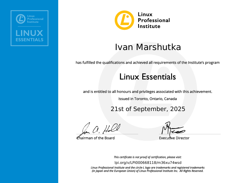 LPI certificate